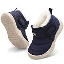 QFH Baby Boys Girls Winter Warm Shoes Cozy Fleece Snow Boots Toddler Non-Slip Walking Shoes Infant Outdoor Water Resistance Faux Fur Booties