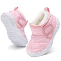 QFH Baby Boys Girls Winter Warm Shoes Cozy Fleece Snow Boots Toddler Non-Slip Walking Shoes Infant Outdoor Water Resistance Faux Fur Booties