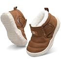 QFH Baby Boys Girls Winter Warm Shoes Cozy Fleece Snow Boots Toddler Non-Slip Walking Shoes Infant Outdoor Water Resistance Faux Fur Booties