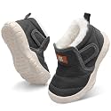 QFH Baby Boys Girls Winter Warm Shoes Cozy Fleece Snow Boots Toddler Non-Slip Walking Shoes Infant Outdoor Water Resistance Faux Fur Booties