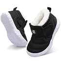 QFH Baby Boys Girls Winter Warm Shoes Cozy Fleece Snow Boots Toddler Non-Slip Walking Shoes Infant Outdoor Water Resistance Faux Fur Booties