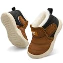 QFH Baby Boys Girls Winter Warm Shoes Cozy Fleece Snow Boots Toddler Non-Slip Walking Shoes Infant Outdoor Water Resistance Faux Fur Booties