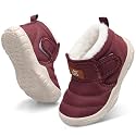 QFH Baby Boys Girls Winter Warm Shoes Cozy Fleece Snow Boots Toddler Non-Slip Walking Shoes Infant Outdoor Water Resistance Faux Fur Booties