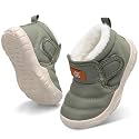 QFH Baby Boys Girls Winter Warm Shoes Cozy Fleece Snow Boots Toddler Non-Slip Walking Shoes Infant Outdoor Water Resistance Faux Fur Booties