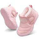 QFH Baby Boys Girls Winter Warm Shoes Cozy Fleece Snow Boots Toddler Non-Slip Walking Shoes Infant Outdoor Water Resistance Faux Fur Booties