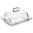QFkris Clear Glass Butter Dish with Cover for Countertop