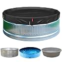 QH.HOME 6 ft Round Pool Cover,Stock Tank Pool Cover - Black Oxford Fabric Heats Water, Blocks Leaves &amp; Sun, Windproof Snug Fit with Drawstring &amp; Weight Rings