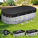 QH.HOME 7x10ft Winter Oval Pool Cover,Ratchet Windproof&amp;Heavy Duty Fabric