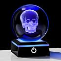 Qianwei 3D Crystal Skull Decor- 80MM Halloween Skull Light Witch Figurines Occult Medieval Goth Satanic Home Desk Glass Skull Decor Witchy Gifts Horror Statue