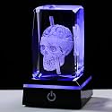 Qianwei 3D Crystal Skull Decor- Halloween Skull Light Witch Figurines Occult Medieval Goth Satanic Home Desk Glass Skull Decor Witchy Gifts Horror Lilith Statue
