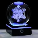 Qianwei 3D Metatron's Cube Crystal Ball with LED Colorful Lighting Touch Base - Flower of Life Night Light - Grid Sacred Geometry Sphere for Meditation Decor Spiritual Decor