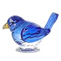 Qianwei Blue Crystal Bird Figurine Collectible Handmade Blown Glass Decor