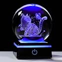 Qianwei Crystal Ball - 3D Laser Cat Decor Glass Animals Red Bird Figurines Statue &amp; Night Light