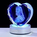 3d Crystal Heart Jesus Figures Statues Christian Gift for Women Night Light | Glass Laser Engraved Jesus Statue Religious Catholic Gifts For Women Men Mom on Christmas With Colorful Led Base