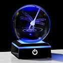 Qianwei Dragonfly 3D Crystal Ball 3.14'' - Laser Decor Glass Animals Gifts Figurines Statue for Women, Room Decorations and Night Light