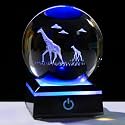 Qianwei Giraffe Gifts for Women Men 3D Crystal Ball 3.14'' - Laser Giraffe Decor Glass Animals Figurines Statue Stuff for Room Night Light Giraffe Gifts for Mom