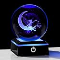 Qianwei Moon Fairy 3D Crystal Ball Laser Engraved Fairy Glass Ball Fairy Night Light Decorative Globes 3D Crystal Moon Sphere Fairy Gifts for Girl Her Fairy Lover