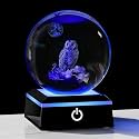 Qianwei Owl Gifts for Women 3D Crystal Ball 3.14'' - Laser Owl Decor Glass Animals Bird Figurines Statue Stuff for Room Decorations Bird Night Light