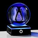 Qianwei Penguin Gifts for Women - 3D Crystal Ball 3.14'' Laser Penguin Decor Glass Animals Figurines Statue &amp; Night Light