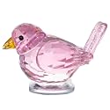 Qianwei Pink Crystal Bird Figurine Collectible Handmade Blown Glass Decor