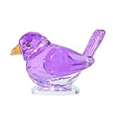 Qianwei Purple Crystal Bird Figurine Collectible Handmade Blown Glass Decor