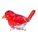 Qianwei Red Crystal Bird Figurine Collectible Handmade Blown Glass Decor