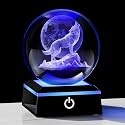 Qianwei Wolf Gifts for Women 3D Crystal Ball Figurines Statue Night Light
