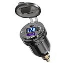 Qidoe Motorcycle Power Adapter Waterproof Hella Din Plug to USB Adapter with ON-Off Switch 30W USB C PD3.0 Din USB 18W QC3.0 Quick Charge Aluminum Voltmeter Triumph Motorcycle Accessories
