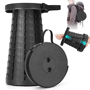 qiguet collapsible stool folding chair - upgraded portable chair with load capacity 400lbs portable stool for camping fishing hiking - folding tool with carrying strapsgifts for fisherman black