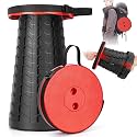 Qiguet Collapsible Folding Chair - Upgraded Portable Chair with 400lbs Load Capacity, Perfect for Camping, Fishing, Hiking - Folding Stool with Carrying Straps, Gift for Fisherman (Red)