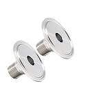 QiiMii 1.5" Tri Clamp Tri Clover Fittings to NPT 3/8" Male Thread Adaptor SS304 2 PACK