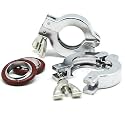 QiiMii KF-25 Aluminium Wing Nut Hinge Clamp with FKM O-Ring and SS304 Center Ring, 2 Pack