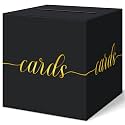 QIKSION Elegant Card Box for Party, Gold Foil Graduation Card Box, Black