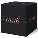 QIKSION Elegant Black Card Box for Party, Rose Gold Foil Wedding Card Box