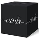 Elegant Black Wedding Card Box, Silver Foil Gift Card Box Holder for Party