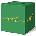 Elegant Green Graduation Card Box, Gold Foil Gift Card Box for Party