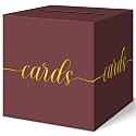 Elegant Maroon Graduation Card Box, Gold Foil Gift Card Box for Party