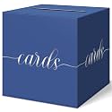 Elegant Card Box for Party, Silver Foil Graduation Card Box, Navy Blue