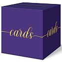 Elegant Purple Graduation Card Box, Gold Foil Gift Card Box for Party