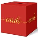 QIKSION Elegant Red Graduation Card Box, Gold Foil Gift Card Box for Party