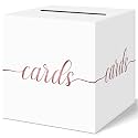 QIKSION Elegant White Card Box for Party, Rose Gold Foil Wedding Card Box