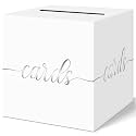 Elegant Wedding Card Box, Silver Foil Gift Card Box Holder for Party, White