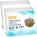 Qilery 12 Pcs Acrylic Horizontal Sign Holder Clear Display Stand Frame Table Top Slant Back Plastic Sign Holder Flyer Document for Menu Workers Teachers Office School Desktop (11 x 8.5 Inch)