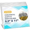 Qilery 8 Pcs Acrylic Horizontal Sign Holder Clear Display Stand Frame Table Top Slant Back Plastic Sign Holder Flyer Document for Menu Workers Teachers Office School Desktop (11 x 8.5 Inch)