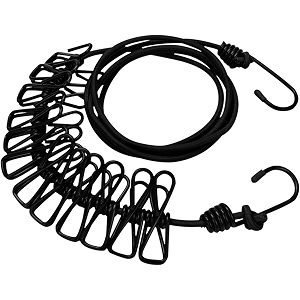 cloth drying rope with hooks elastic cloth hanging rope for cloth drying with 12 clips cloth rope for drying clothes for travel home outdoor kapde sukhane ki rassi wire -multicolor 1 king