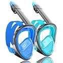 QingSong Full Face Snorkel Mask for Adults, Snorkeling Gear with Camera Mount, 180 Degree Panoramic View Snorkel Set Anti-Fog Anti-Leak