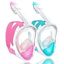 QingSong Full Face Snorkel Mask for Adults, Snorkeling Gear with Camera Mount, 180 Degree Panoramic View Snorkel Set Anti-Fog Anti-Leak