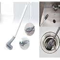 QinPin Combo of Kitchen Sink Washbasin Cleaning Brush and Golf Shape Toilet Brush | Long Handle Silicon Bristles Wet and Dry Brush
