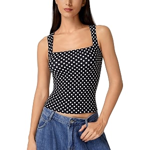 QINSEN Womens Square Neck Sleeveless Double-Layer Tank