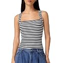 QINSEN Women39s Square Neck Sleeveless Double-Layer Tank